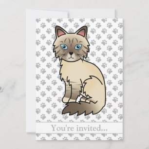Choklad Point Tabby Birman/Ragdoll Katt Födelsedag Inbjudningar