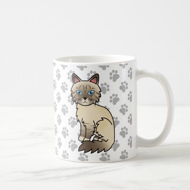 Choklad Point Tabby Birman / Ragdoll Katt & Klor Kaffemugg (Höger)