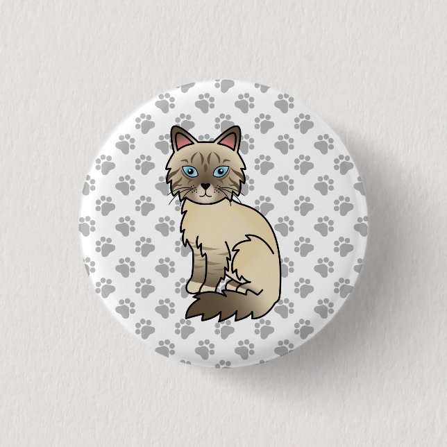 Choklad Point Tabby Birman / Ragdoll Katt & Klor Knapp (Framsida)