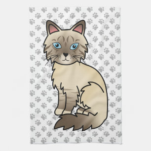 Choklad Point Tabby Birman / Ragdoll Katt & Klor Kökshandduk