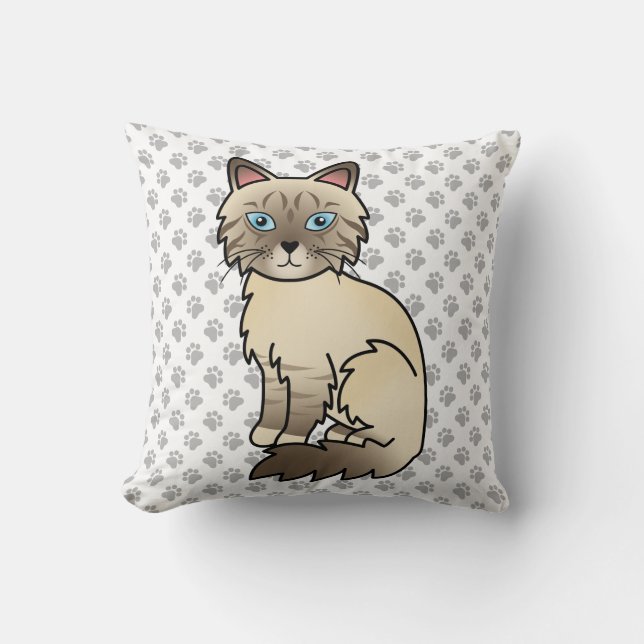 Choklad Point Tabby Birman / Ragdoll Katt & Klor Kudde (Framsida)