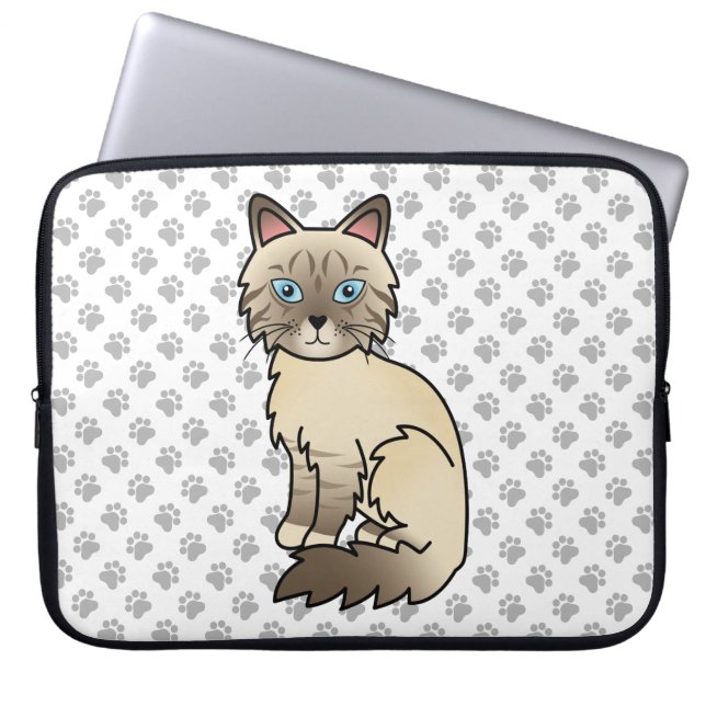 Choklad Point Tabby Birman / Ragdoll Katt & Klor Laptop Fodral (Framsidan)