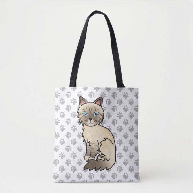 Choklad Point Tabby Birman / Ragdoll Katt & Klor Tygkasse (Framsida)