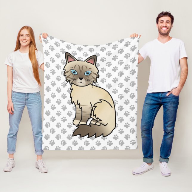 Choklad Point Tabby Birman / Ragdoll Katt & Tassar Fleecefilt (På plats)