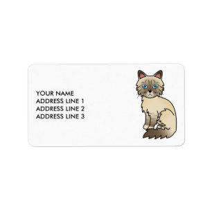 Choklad Point Tabby Birman/Ragdoll Katt & Text Adressetikett