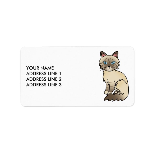Choklad Point Tabby Birman/Ragdoll Katt & Text Adressetikett (Framsidan)