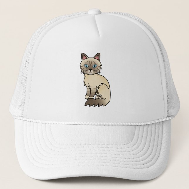 Choklad Point Tabby Birman / Ragdoll Tecknad Katt Keps (Framsida)