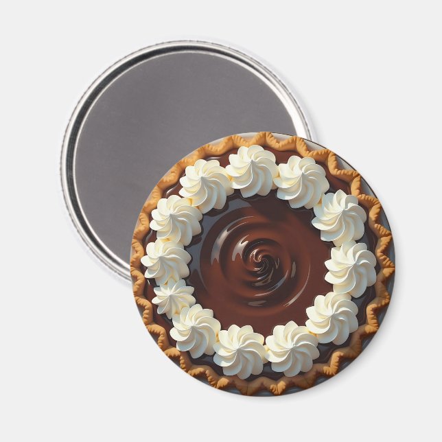 Choklad Pudding Paj med Whisted Cream Magnet (Front/Back)