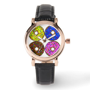 Choklad Rosa Blue Gult Donut Mönster Sprinkles Armbandsur