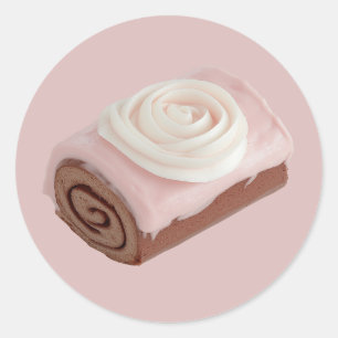 Choklad-rullkummel med Rosa Frosting Runt Klistermärke