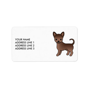 Choklad Slät Päls Chihuahua Söt Tecknad Hund Adressetikett
