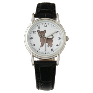 Choklad Slät Päls Chihuahua Söt Tecknad Hund Armbandsur