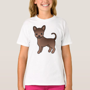 Choklad Slät Päls Chihuahua Söt Tecknad Hund T Shirt