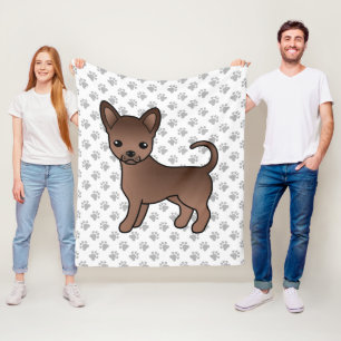 Choklad Slät Päls Chihuahua Tecknad Hund & Tassar Fleecefilt