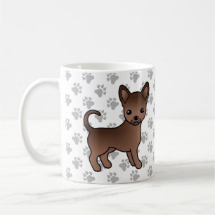 Choklad Slät Päls Chihuahua Tecknad Hund & Tassar Kaffemugg