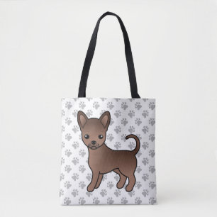 Choklad Slät Päls Chihuahua Tecknad Hund & Tassar Tygkasse