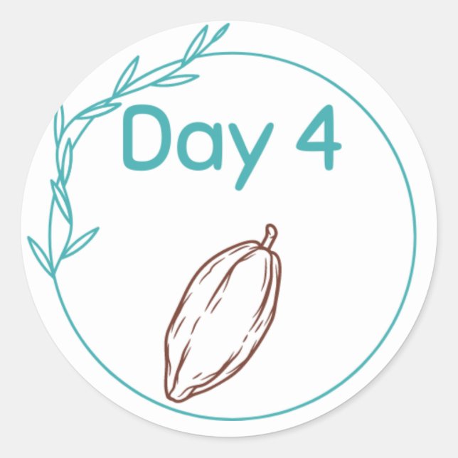 Choklad-smaksats Dag 4 Runt Klistermärke (Framsida)