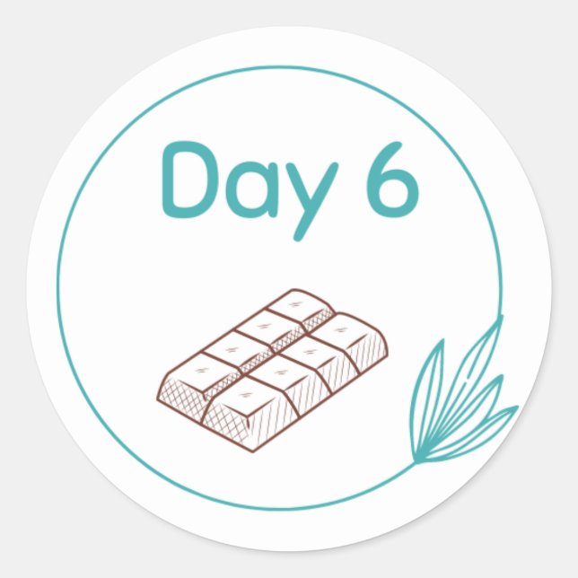 Choklad-smaksats Dag 6 Runt Klistermärke (Framsida)
