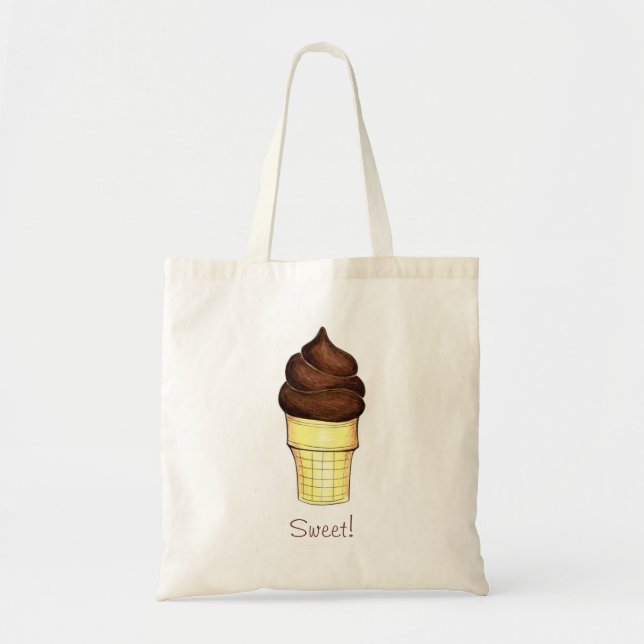 Choklad Soft  Ice Cream Cone Sweet Tote Tygkasse (Framsidan)