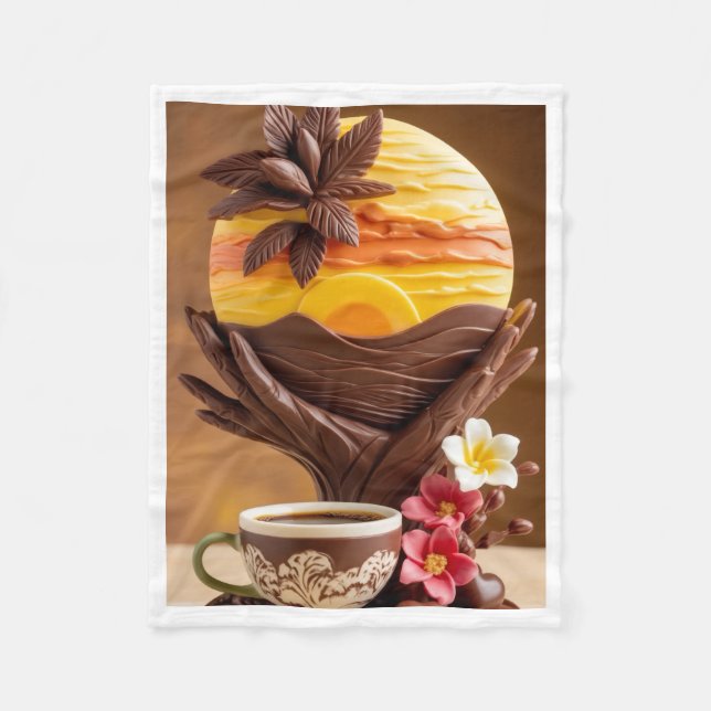 Choklad Solnedgång och Kaffe Konst Fleecefilt (Framsidan)