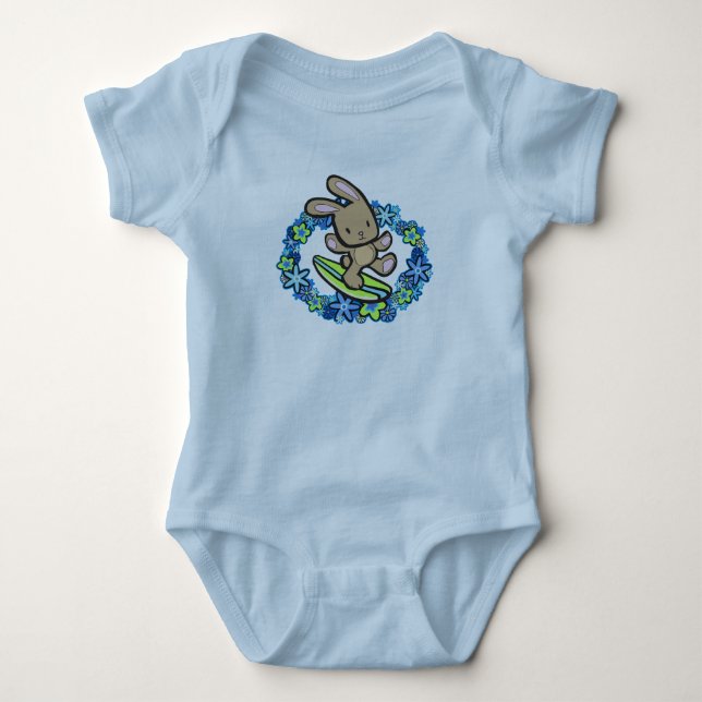 Choklad Surfing Bunny Infant T-Shirts (Framsida)