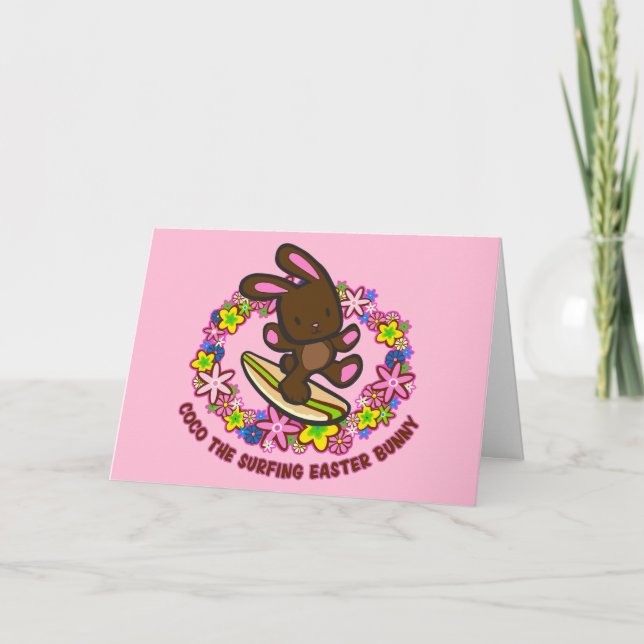 Choklad Surfing Påskhare Cards Helgkort (Framsida)