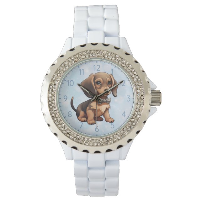 Choklad & Tan Dachshund Armbandsur (Framsida)