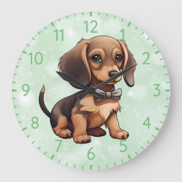 Choklad & Tan Dachshund Stor Klocka