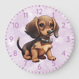 Choklad & Tan Dachshund Stor Klocka