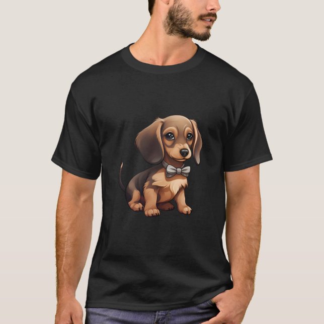 Choklad & Tan Dachshund T Shirt (Framsida)