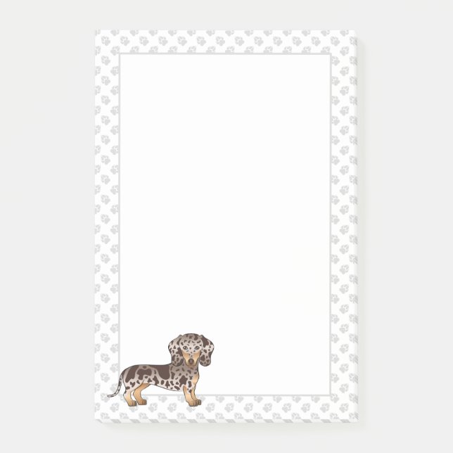 Choklad & Tan Dapple Kort hår Dachshund & Tassar Post-it Block (Framsida)