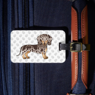 Choklad & Tan Dapple Korthårig Dachshund & Tassar Bagagebricka