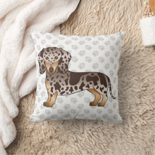 Choklad & Tan Dapple Korthårig Dachshund & Tassar Kudde