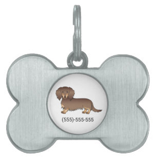 Choklad & Tan Långhårig Dachshund Hund & Nummer ID-bricka Husdjur