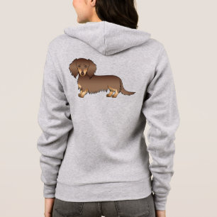 Choklad & Tan Långhårig Dachshund Tecknad Hund T Shirt