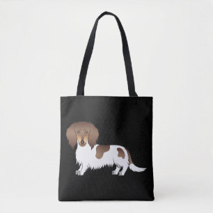 Choklad & Tan Piebald Långhårig Dachshund Hund Tygkasse