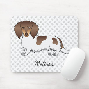 Choklad & Tan Piebald Långhårig Dachshund & Namn Musmatta