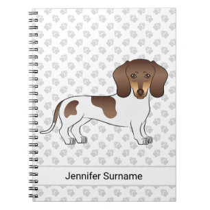 Choklad & Tan Pied Kort hår Dachshund & Text Anteckningsbok