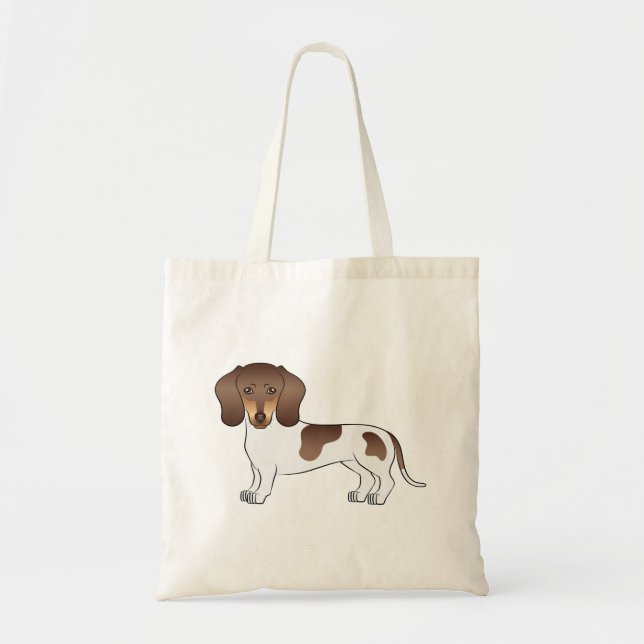 Choklad & Tan Pied Korthårig Dachshund-design Tygkasse (Framsidan)