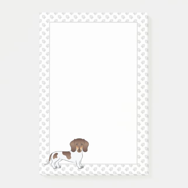 Choklad & Tan Pied Korthårig Dachshund & Tassar Post-it Block (Framsida)