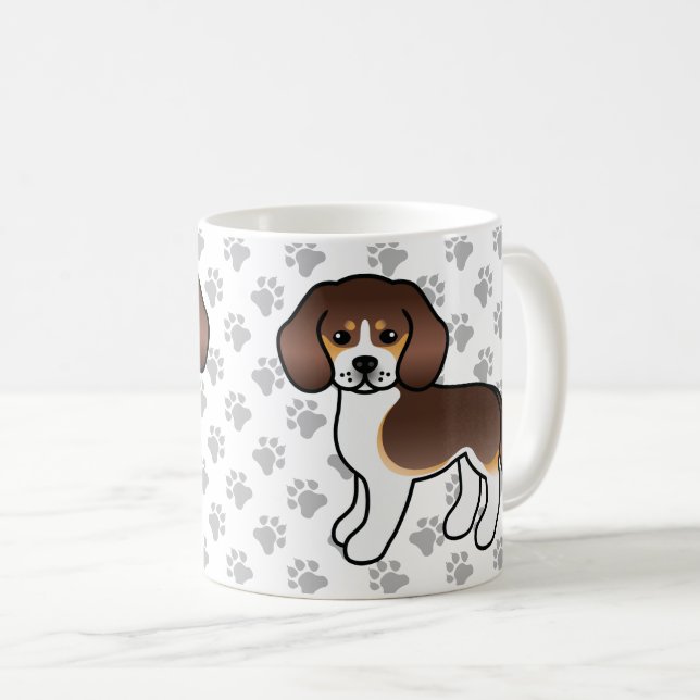 Choklad Trefärgad Beagle Serieteckning Hund & Tass Kaffemugg (Framsida höger)