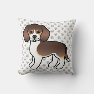 Choklad Trefärgad Beagle Serieteckning Hund & Tass Kudde