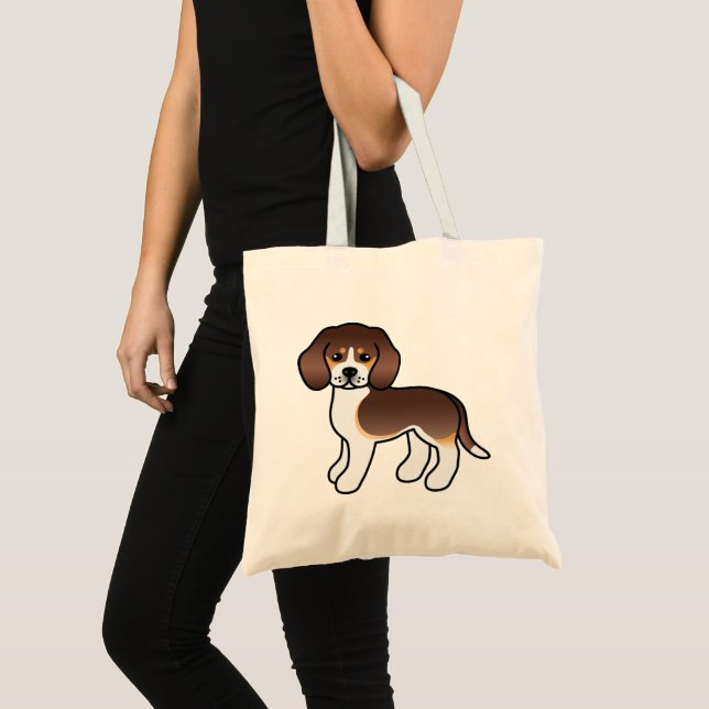 Choklad Trefärgad Beagle Söt Tecknad Hund Tygkasse (Framsida (produkt))