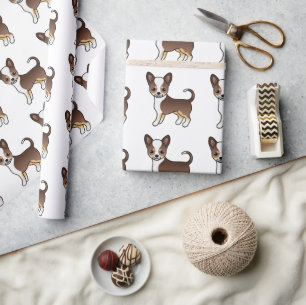 Choklad Trefärgad Slät Päls Chihuahua Mönster Presentpapper