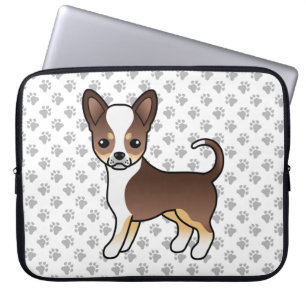 Choklad Trefärgad Slät Päls Chihuahua & Tassar Laptop Fodral