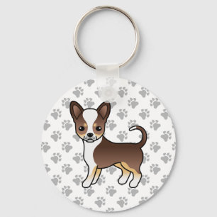 Choklad Trefärgad Slätpälsad Chihuahua & Tassar Nyckelring