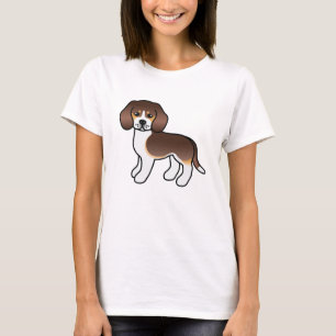 Choklad Trefärgad Söt Tecknad Beagle Ras Hund T Shirt