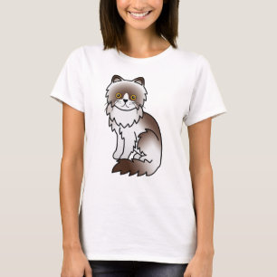 Choklad Tvåfärgad Perser Söt Tecknad Katt T Shirt