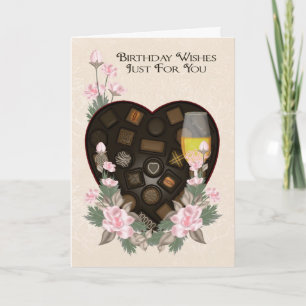Choklad, Vin och blomsterårskort Kort