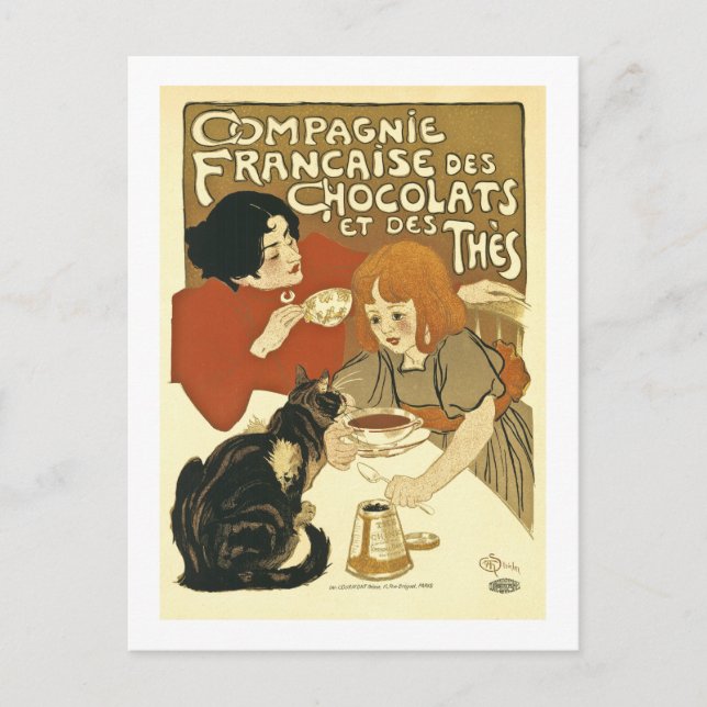 Choklad, Vintage, Fransk Ad Vykort (Framsida)